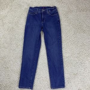 YNxDJ Womens Denim Straight Blue Jeans Size 0/34w Lift Tuck Tech Made In The USA